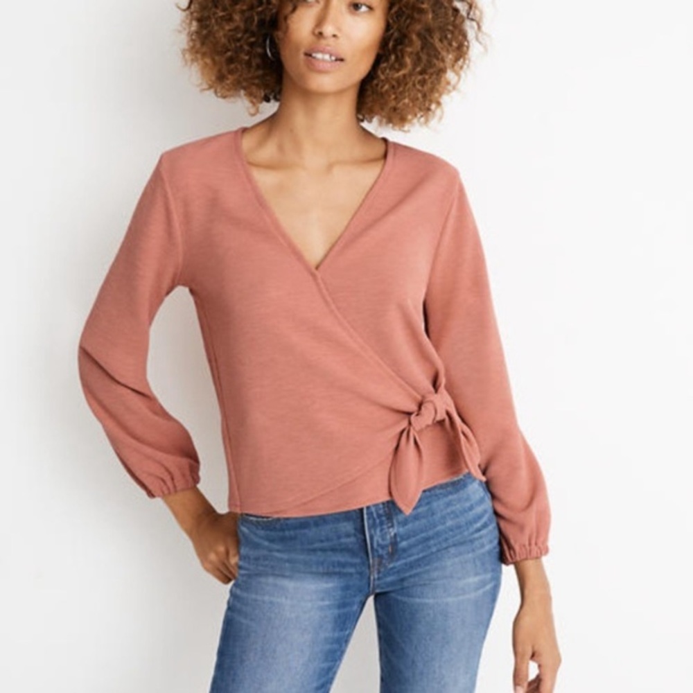 Madewell Texture and Thread long sleeve wrap top